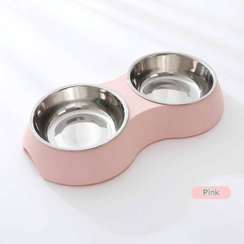Animal en acier inoxydable Double bol d'alimentation de chien dans les couleurs de Macaron