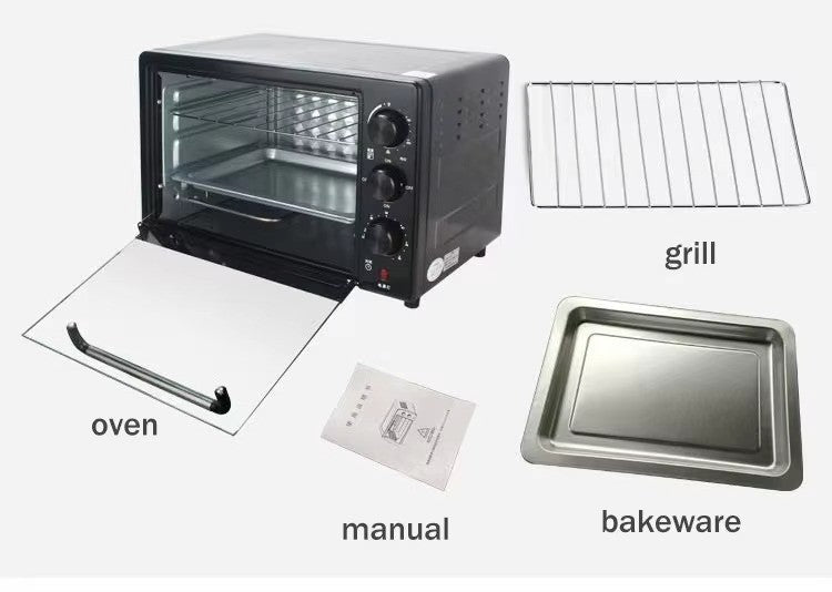 22L Electric Oven Grill Countertop Mini Toaster Pizza Oven with Temp Timer