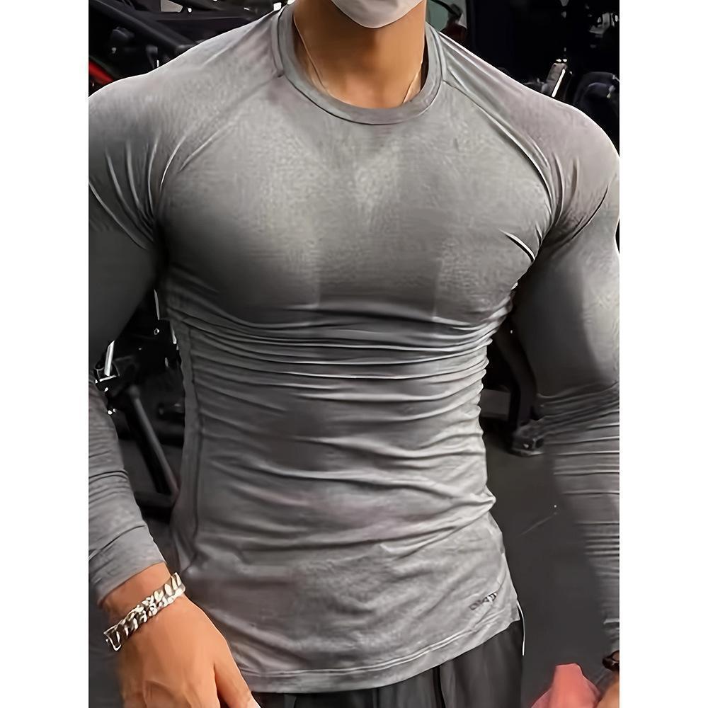 T-shirt à manches longues T-shirt en forme de musculation