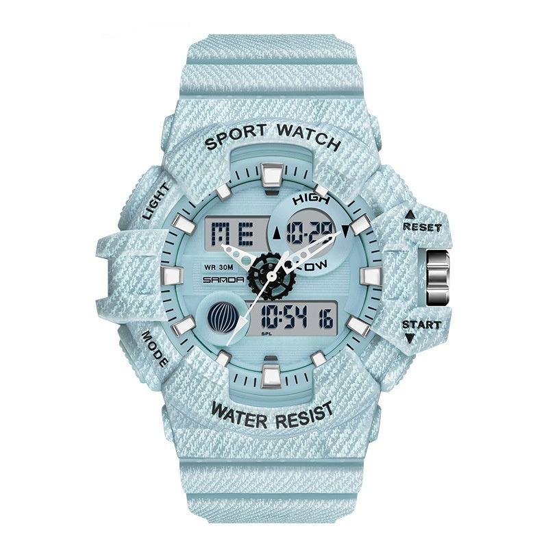 Trendy Sports Montre électronique Mode Double affichage Grand Cadran Lumineux Imperméable Unise