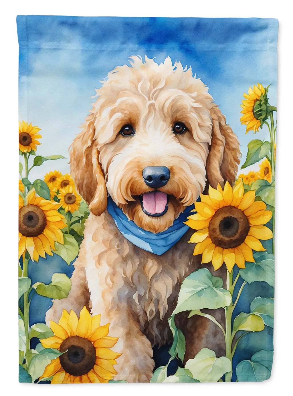 Goldendoodle dans les tournesols Drapeau de jardin Boîte aux lettres Drapeau décoratif Drapeau de triage Bannière extérieure Pa
