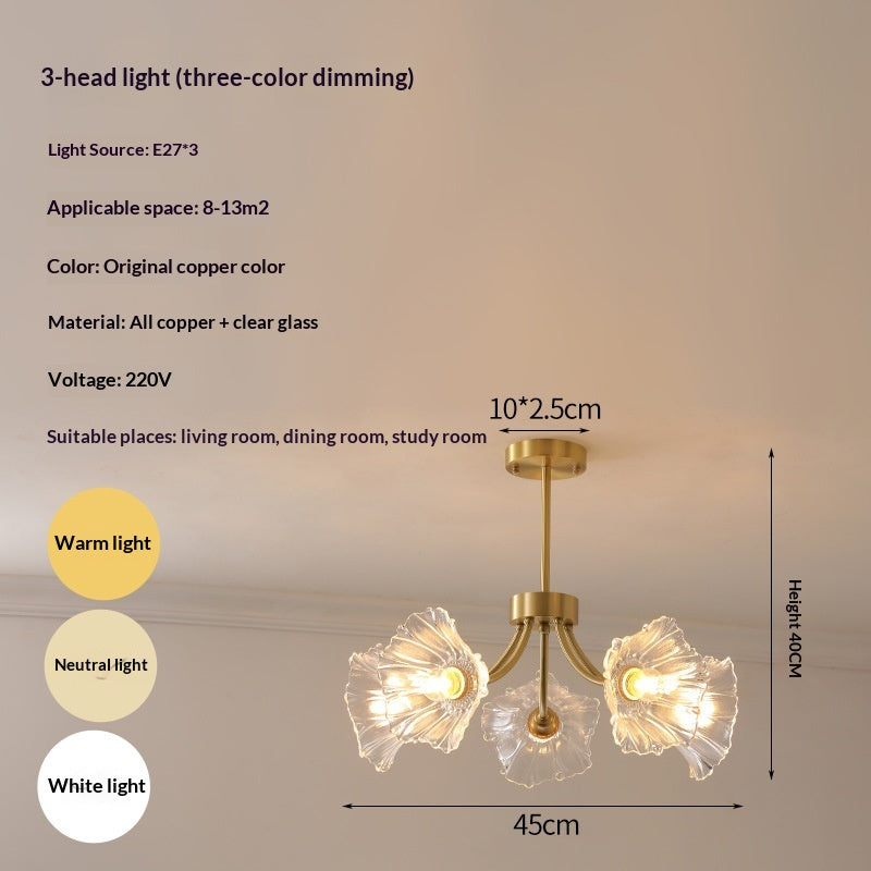 Lustre de style américain en cuivre massif