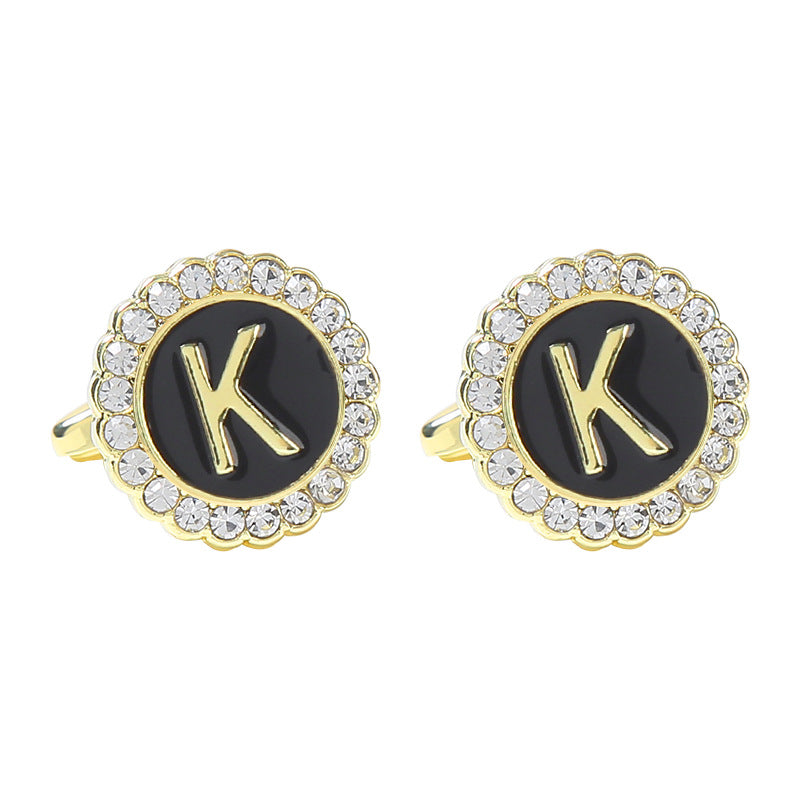 Rond Diamant French Cufflinks 26 lettres pour hommes
