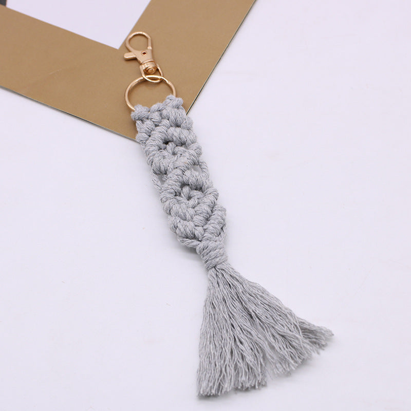 Chaîne de coton tissé à la main Tassel Porte-clés voiture porte-clés sac pendentif ornements