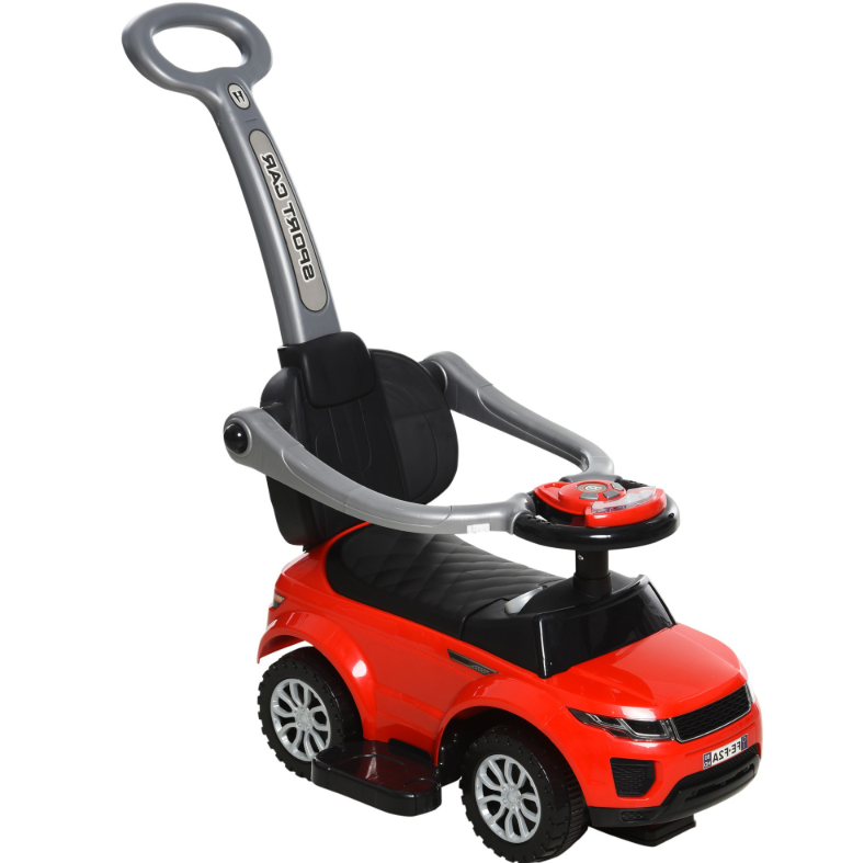 Enfants 3 en 1 Push Car Ride-On Poussette Jouet de marche coulissant avec Horn Music Light Secure Bar
