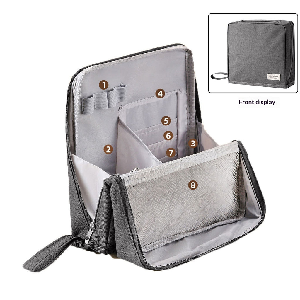 Sac cosmétique vertical grande capacité avec miroir portable