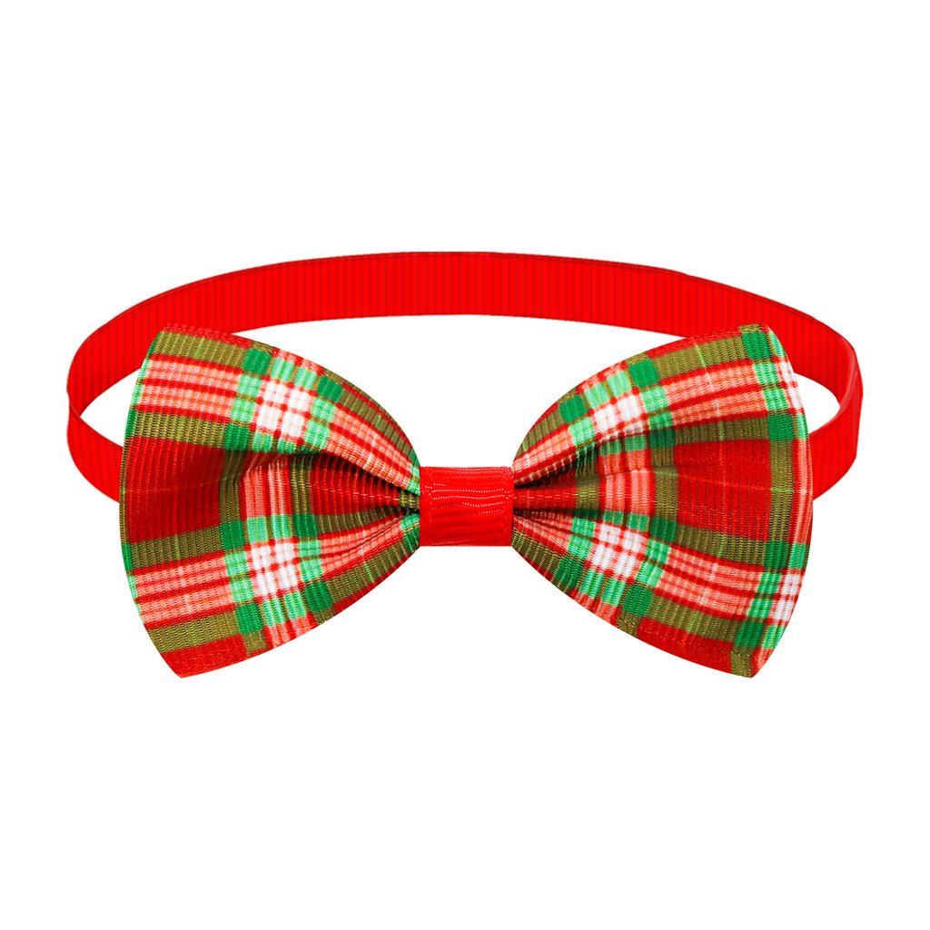 Christmas Plaid Striped Bow Tie Dog Cat Un mot Bow Tie couleurs multiples