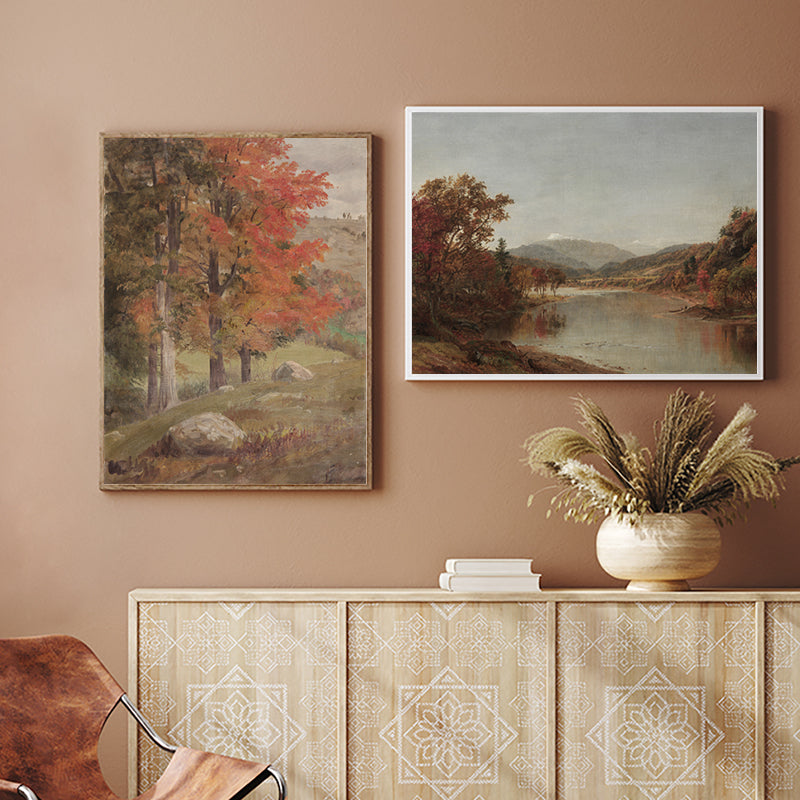 Automne Arbres Paysage Peinture à l'huile Affiche Toile Salon Décoration