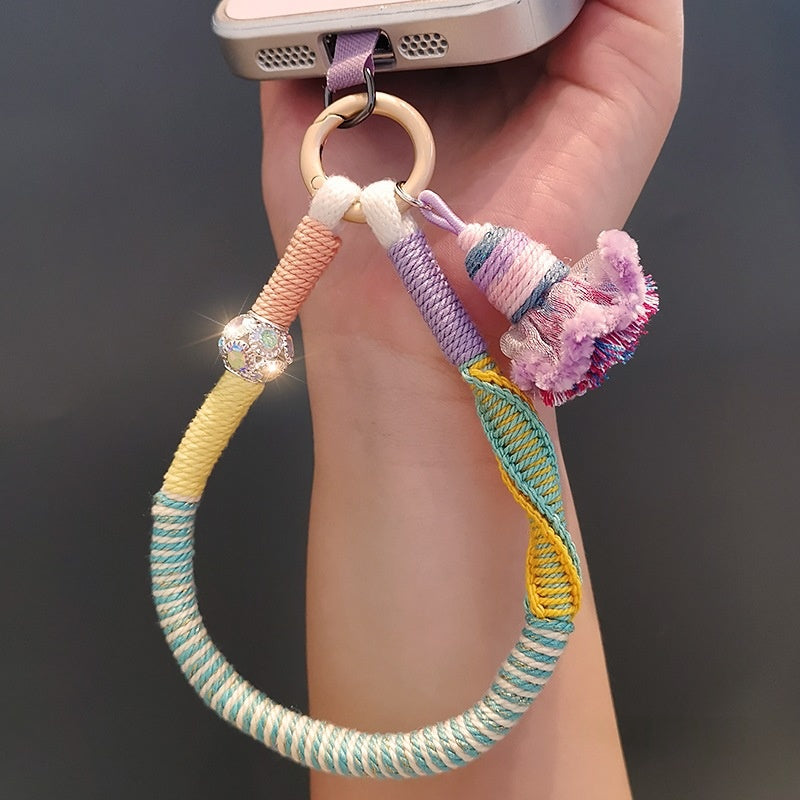 Pendentif en tassel de couleur contrastante tissé à la main Lanyard de téléphone robuste et durable