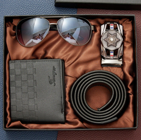 Cadeau Set de mode Creative Gift Suit Wallet Ceinture Quartz Montre parfum