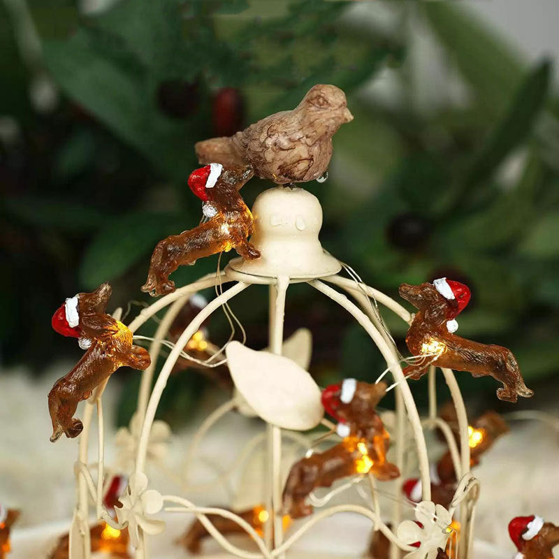 Dachshund Lampe de fil de cuivre LED Chapeau de Noël