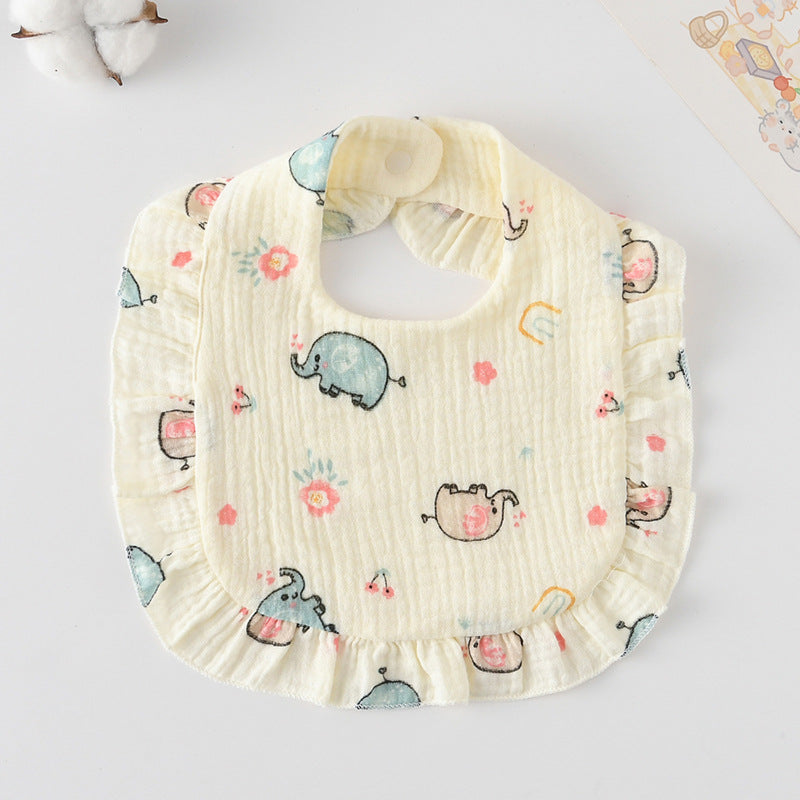 Bébé Bib Rufflé coton imprimé Gauze Dentelle Bib