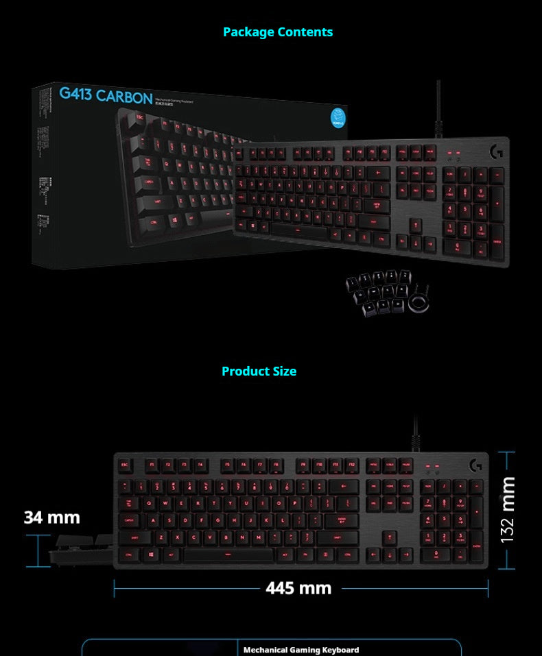 G413 Gaming électronique sport mécanique clavier bureau rétroéclairage 104 clé métal panneau