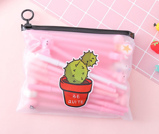 20 Cute Caricature 0.5 Stylos Noir Neutre avec boîtier en stylo