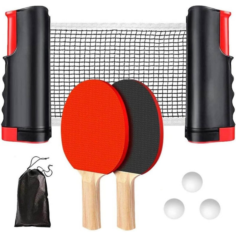 Kit de tennis de table Ball filet rétractable avec 2 paddles avec 3 boules