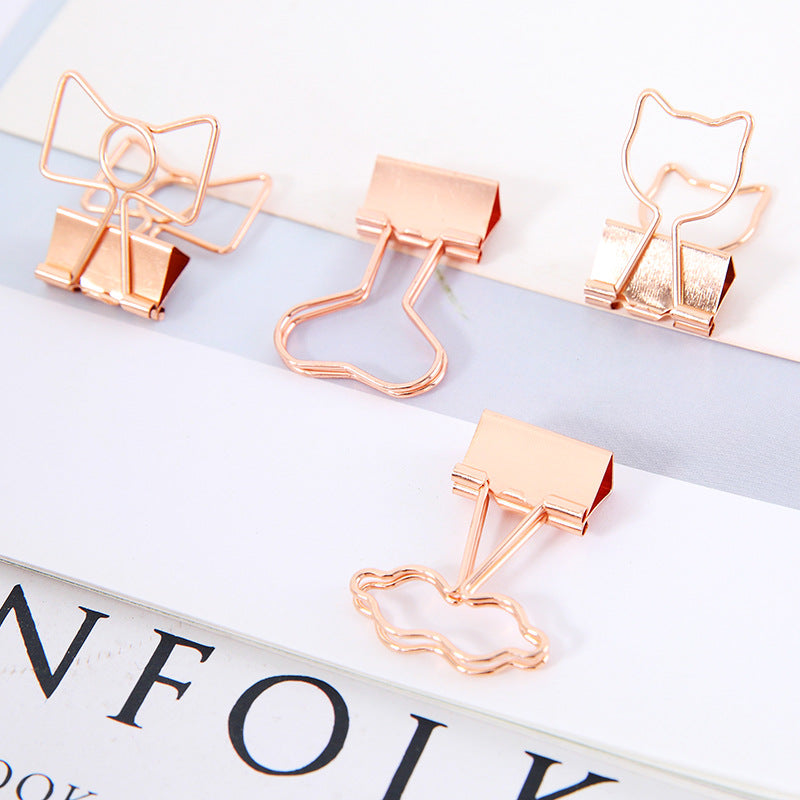 Creative Plating Or Petit Clip Bureau Style Long Tail Metal