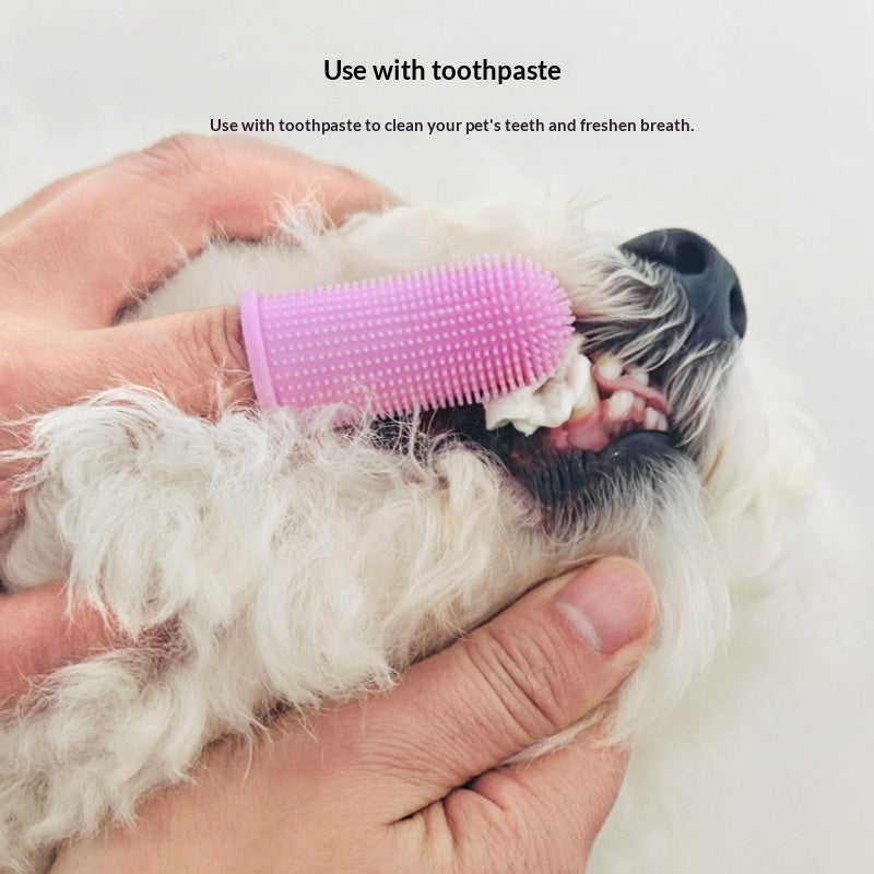 Bouchon de doigt en caoutchouc brosse à dents pour animaux de compagnie à 360 degrés