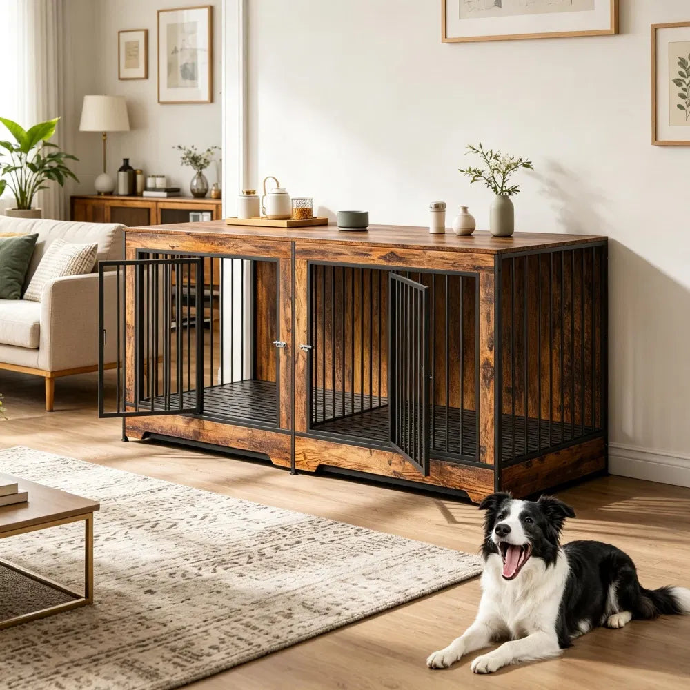 Meubles de caisse pour chiens avec séparateur réglable