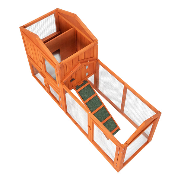 61pouces de poulet en bois Hen House Rabbit Wood Hutch Volaille Cage Habitat