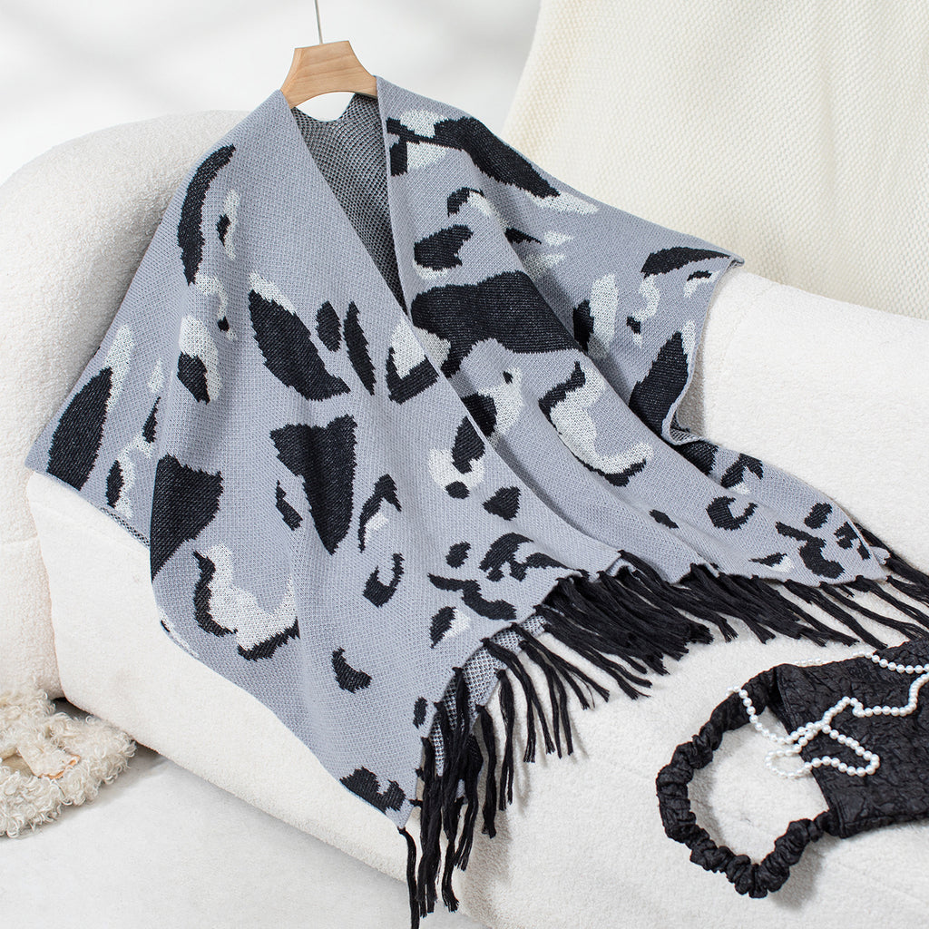Driszle-Color Leopard-Imprimer Tasse tricotée CapeSholder Wrap pour les femmes