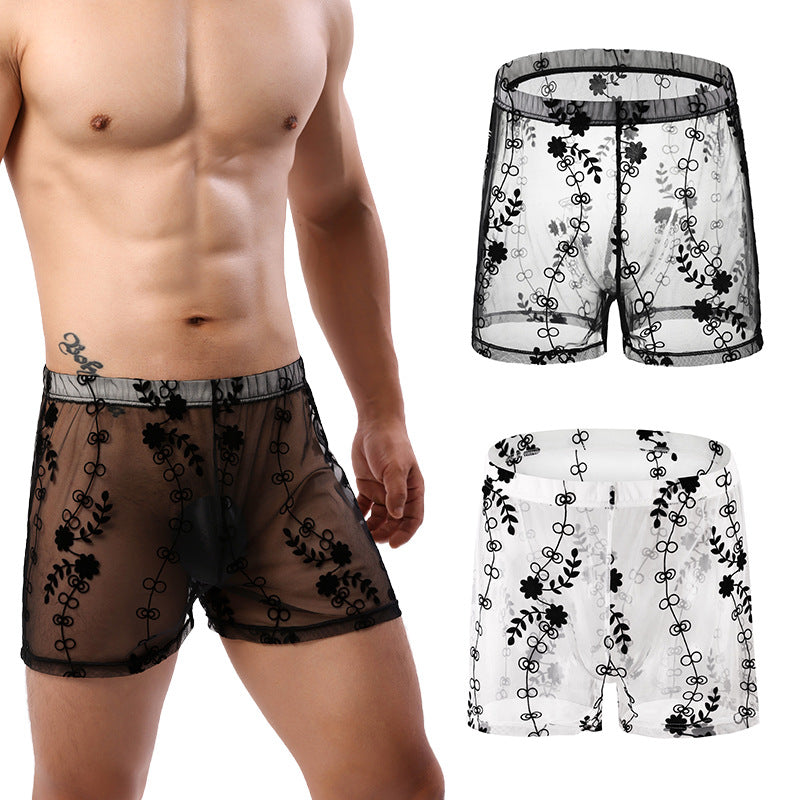Mesh Sexy Arrow Loose Four-corner Transparent Dentelle Personnalité Pantalons