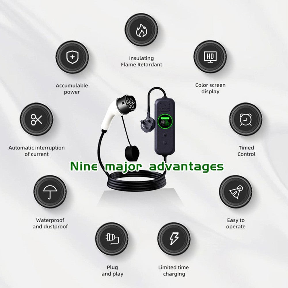 Chargeur de voiture électrique 13A EV Type de câble 2 UK Plug