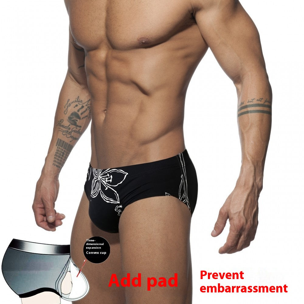 Fond noir Fleur blanche Trunks de natation simples