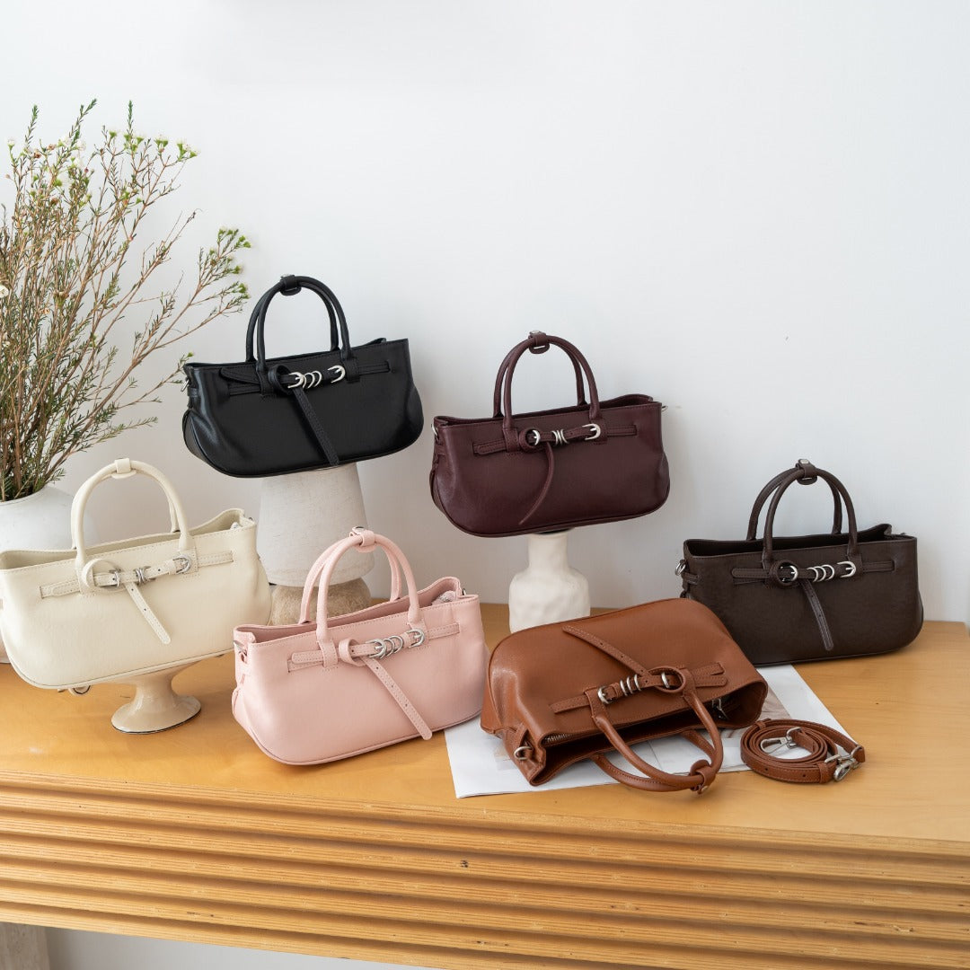 Sac à main vintage en cuir tanné aux légumes pour femmes