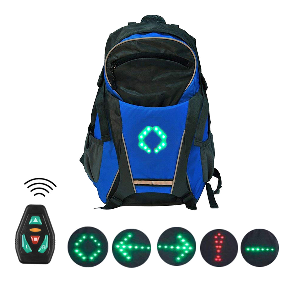 LED cycling backpack with turn signals
