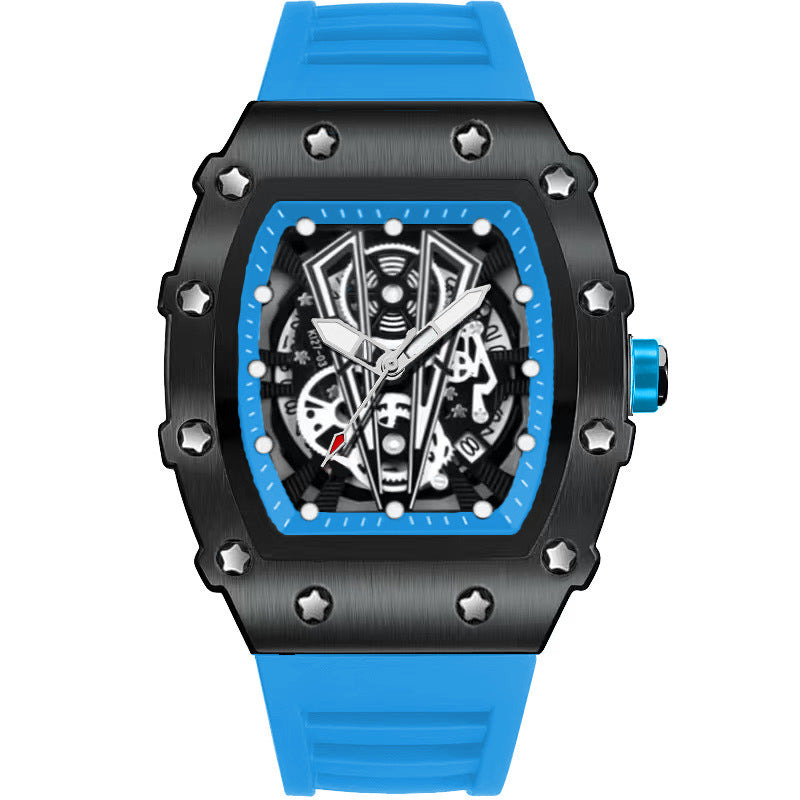 Montre Quartz en forme de barillet pour hommes Casual Sport