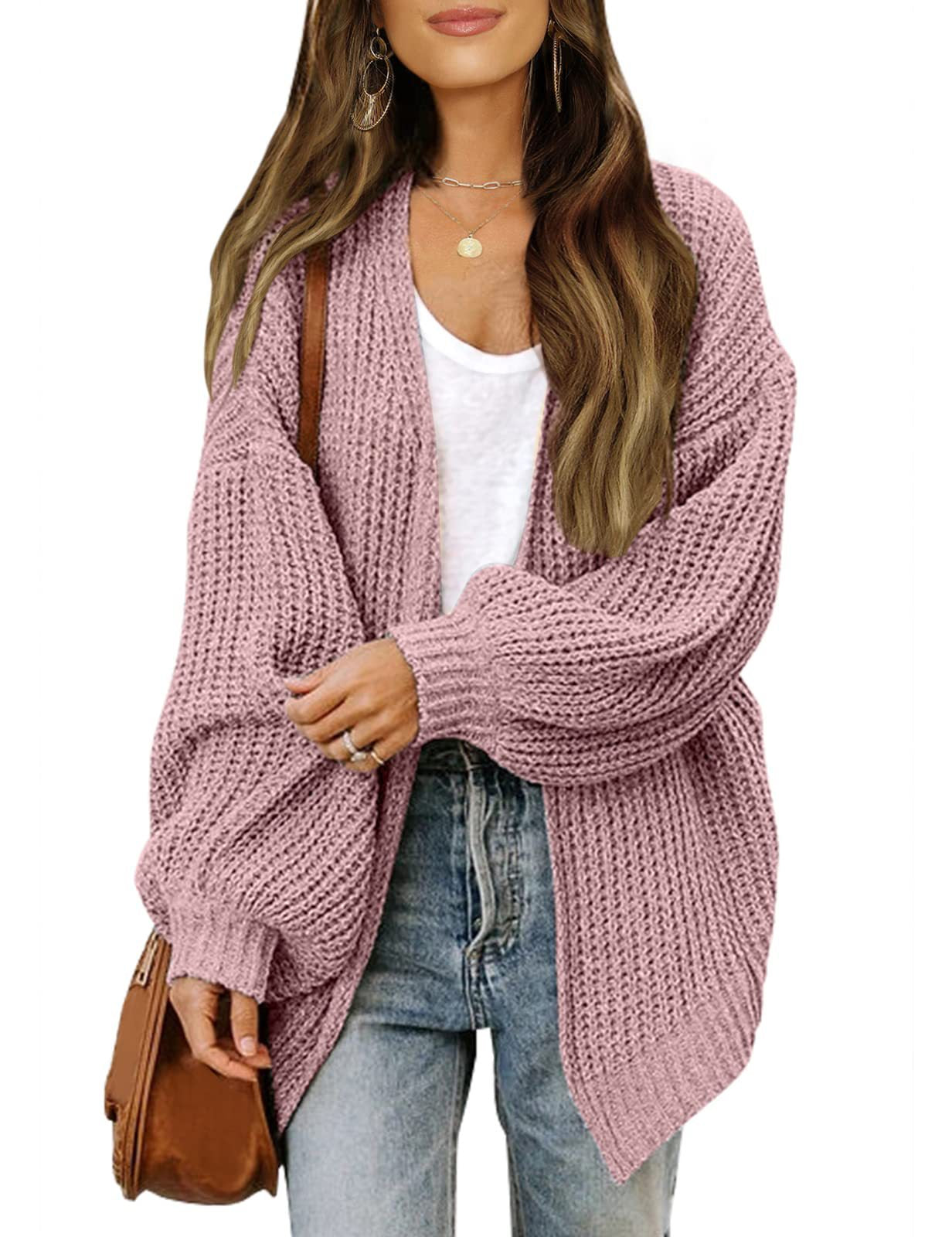 Lanterne à manches féminines Chunky-knit Cardigan Sweater Coat