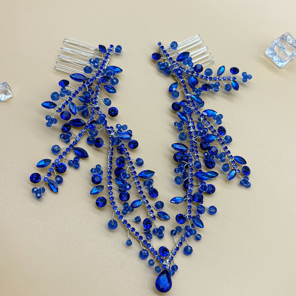 Chaîne de tête avant faite main Double cheveux Peigne pendentif Ornement de tête avant en teinte colorée