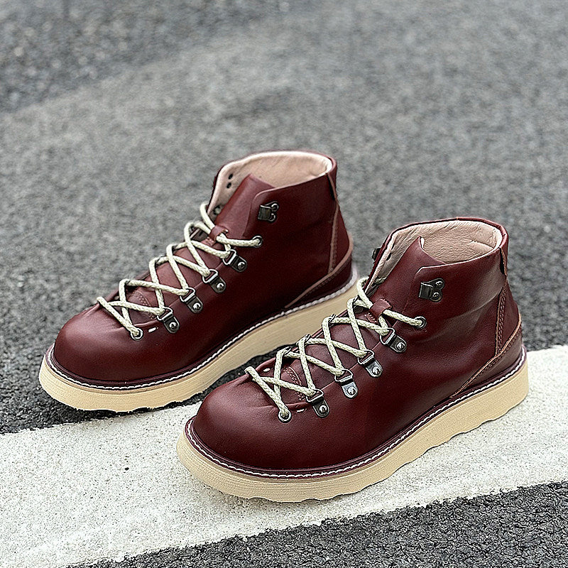 Hommes mi-à-haut en cuir véritable Dr Martens Bottes