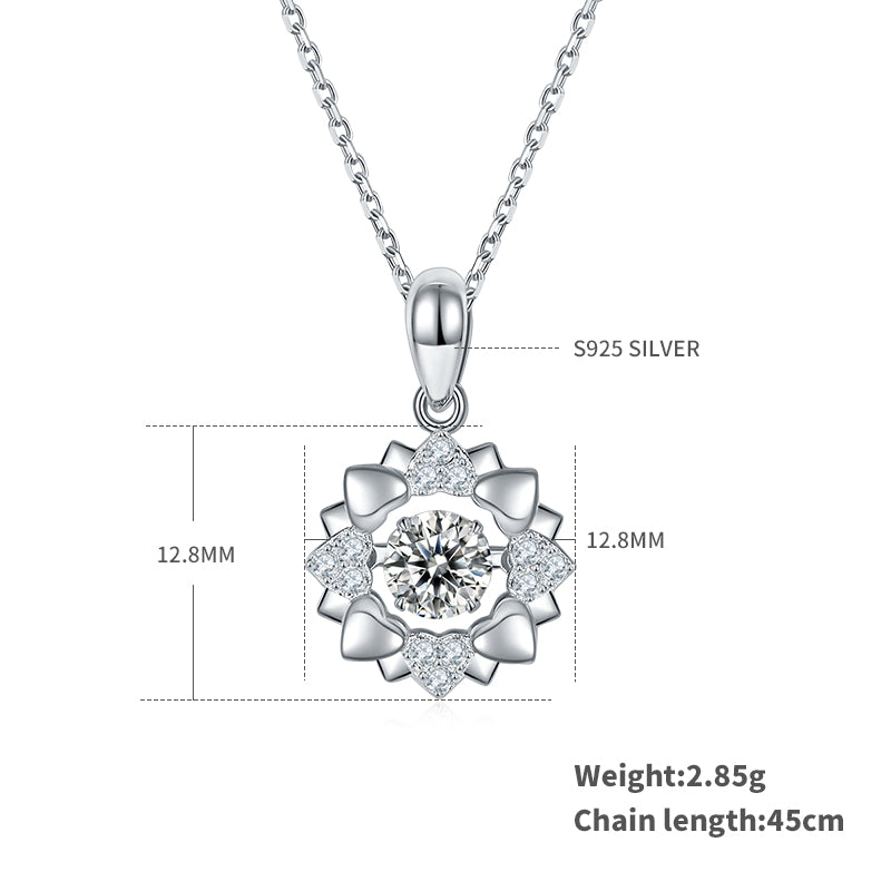 S925 Argent Sterling 0.5ct D Couleur VVS1 Collier pendentif fleur de Moissanite 45cm Platinum P