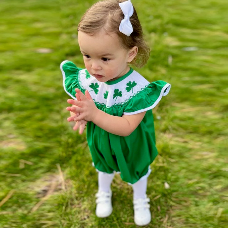 Romper à manches courtes bébé avec broderie Clover