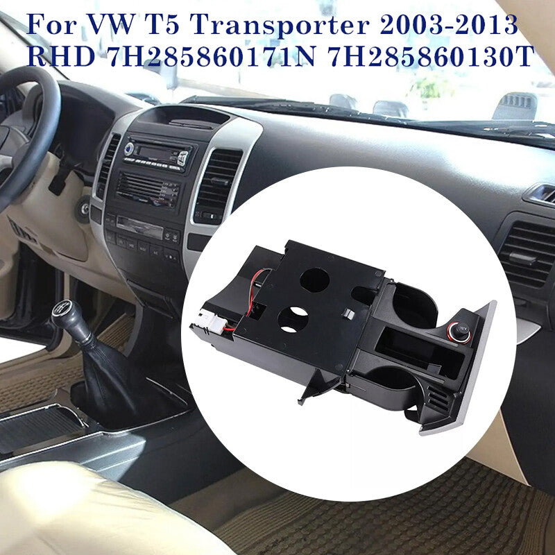 Pour VW T5 Transporter Ashtray Cup Porte-pièce double boisson Gris RHD 7H285860130T B