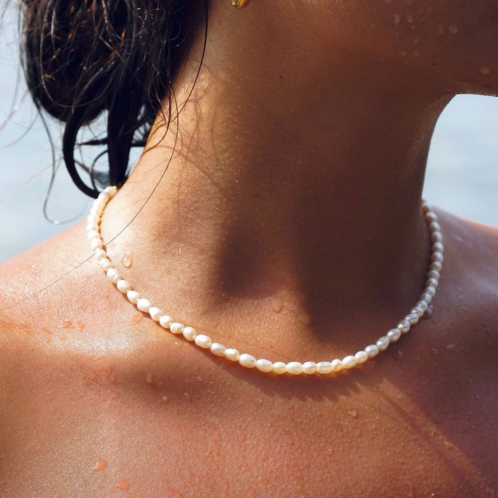 Collier de perles d'eau douce naturel pour les femmes léger luxe minorité style doux cool Clavicl