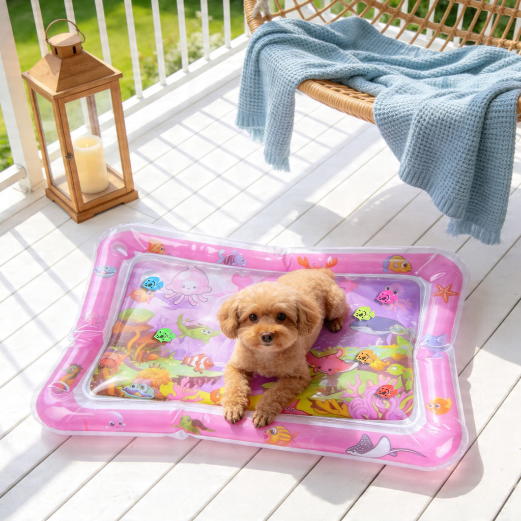 Mat d'eau chat interactif de jeu sensoriel avec des jouets flottants de poisson LED couleur changeant ligh