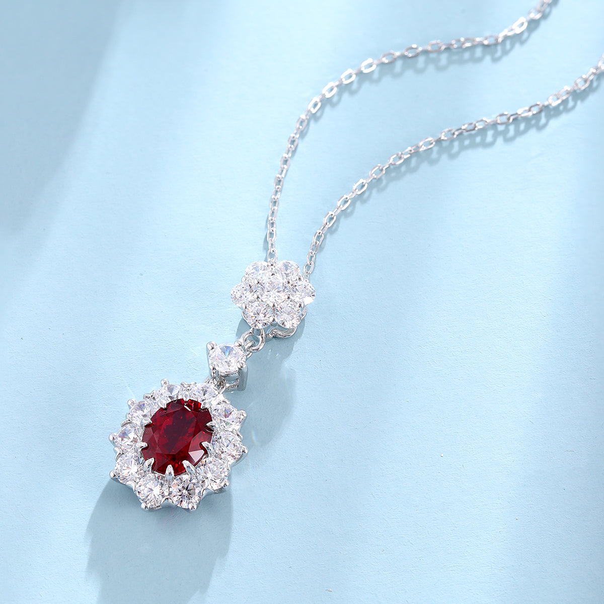 S925 Argent 6.3g Collier de pierre gemme créé en laboratoire