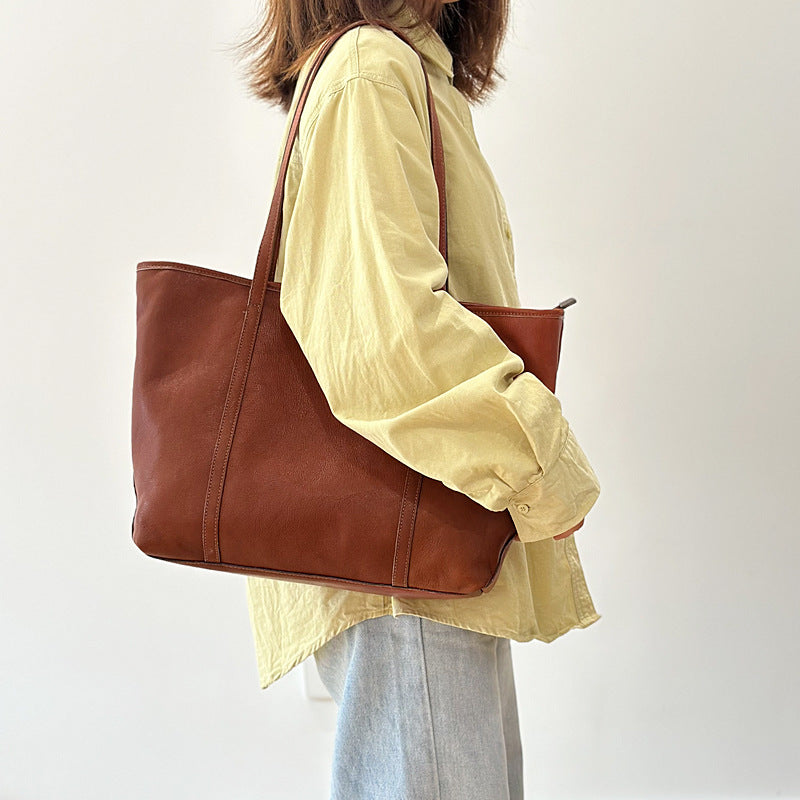 Cowhide Printemps Été Sac à épaule de grande capacité