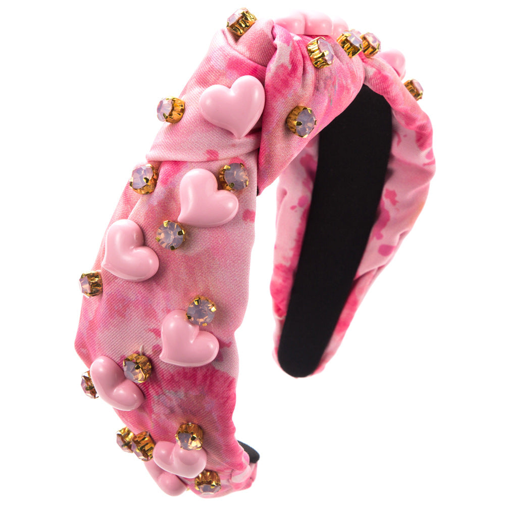 Tissu imprimé Bandeau de la Saint-Valentin Gemme femelle cousu à la main Accessoires d'amour incrustés