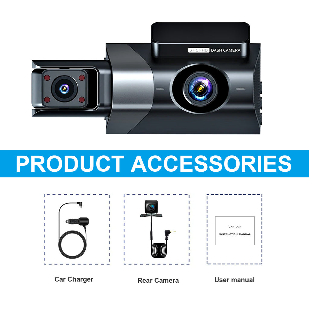 1296P HD Wifi Dash Cam Pro enregistreur de caméra de voiture 3-Lens arrière avant vision de nuit UK