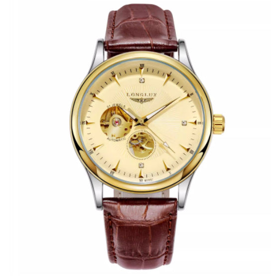 Montre en cuir véritable étanche avec un mouvement mécanique entièrement automatique