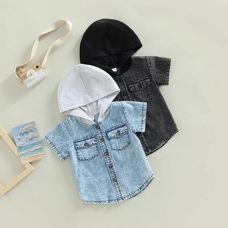 Chemise de denim à capuchon pour garçon