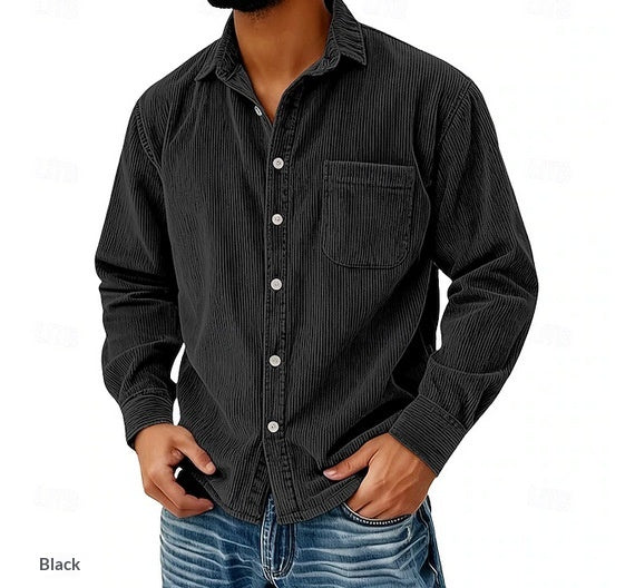 Chemise Homme Corduroy Corduroy rayée anti-rides sans fer
