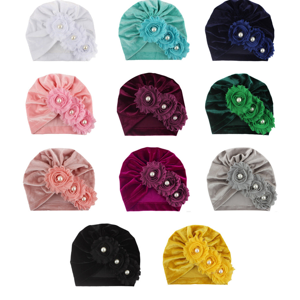 Chapeau de fleur de couleur solide bébé