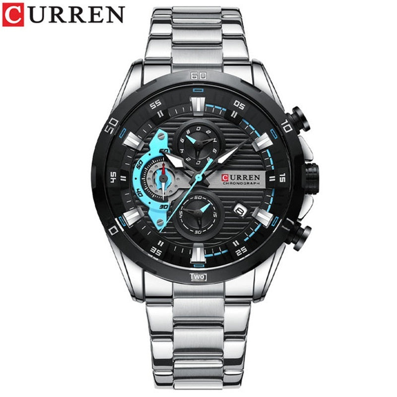 Montre de moto en acier à six poignées pour hommes