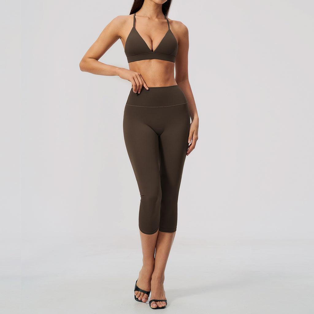 Femmes Tight-Fitting Quick-Drying Capris High-Waisted Yoga Wear