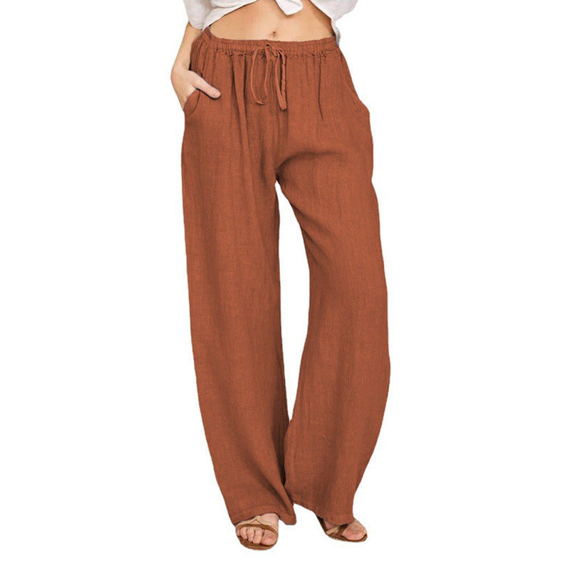 Linge de maison pour hommes Casual Loose Straight Long Pantalons Large-leg Respirant Linge de coton confortable