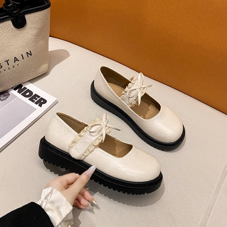 Femmes d'été Blanc Français Mary Jane Chaussures en cuir